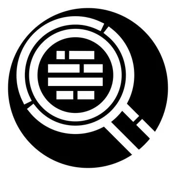 Magnifying glass analyzing data blocks within circle イラスト素材