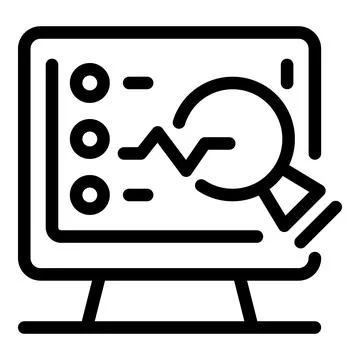 Magnifying glass analyzing data on a computer screen イラスト素材