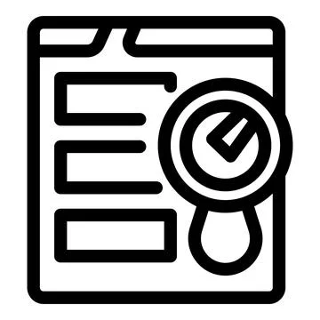 Magnifying glass analyzing data on document icon 스톡 일러스트