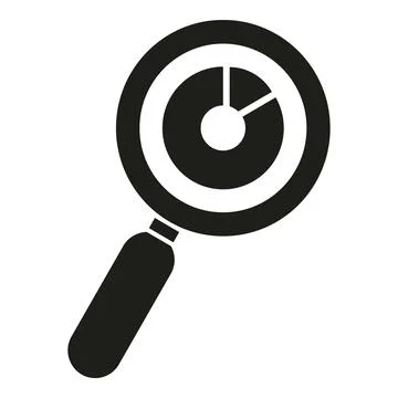 Magnifying glass analyzing data pie chart concept Stock Illustration