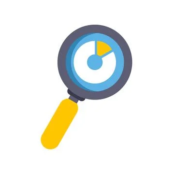 Magnifying glass analyzing data pie chart concept 库存插图