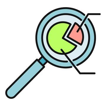 Magnifying glass analyzing data pie chart icon Stock Illustration