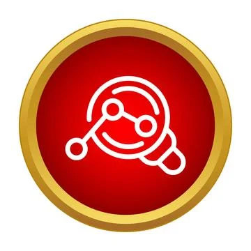 Magnifying glass analyzing data points network graph icon Stockillustratie