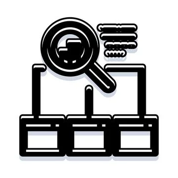Magnifying glass analyzing data system structure icon イラスト素材