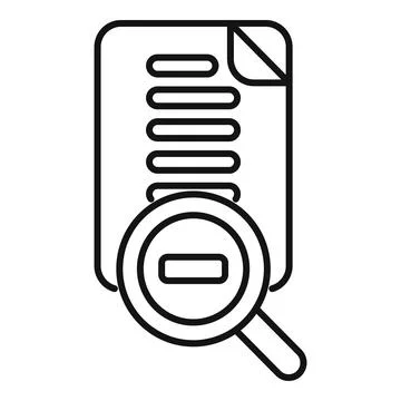 Magnifying glass analyzing document for errors and mistakes Stock Illustration