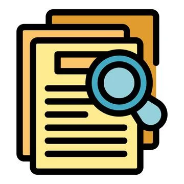 Magnifying glass analyzing document for potential errors Stock Illustration