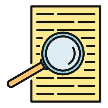 Magnifying glass analyzing document for research and investigation 库存插图
