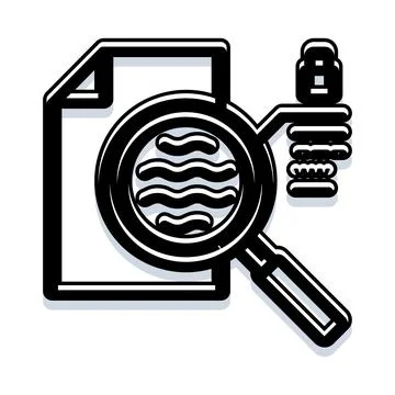 Magnifying glass analyzing document for security identification Stockillustratie