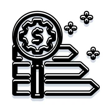 Magnifying glass analyzing financial data for growth イラスト素材