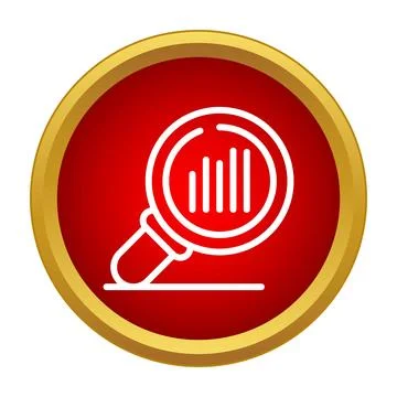 Magnifying glass analyzing financial data growth icon Stock Illustration