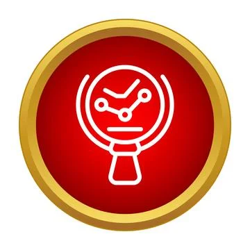 Magnifying glass analyzing financial data graph icon Stock Illustration
