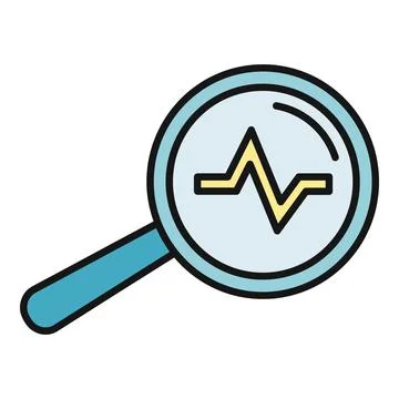Magnifying glass analyzing graph line data research Stock Illustration