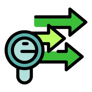 Magnifying glass analyzing internet traffic flow with arrows Stock Illustration