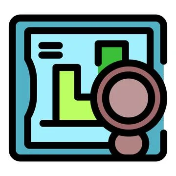 Magnifying glass analyzing statistical data on a tablet screen Stock Illustration