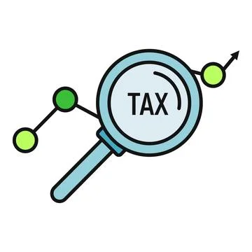 Magnifying glass analyzing tax data on rising graph 스톡 일러스트