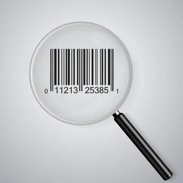 Magnifying glass and barcode vector illustration Stock Illustration