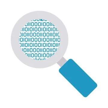 Magnifying glass and binary code 스톡 일러스트