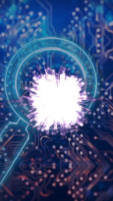 Magnifying glass and data processing animation over circuit board background Stock Footage 343028636
