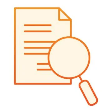 Magnifying glass and document flat icon. Search paper orange icons in trendy 스톡 일러스트