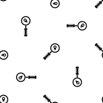 Magnifying glass and location pattern seamless black Stock Illustration