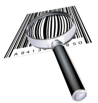 Magnifying glass and scan code Stockillustratie