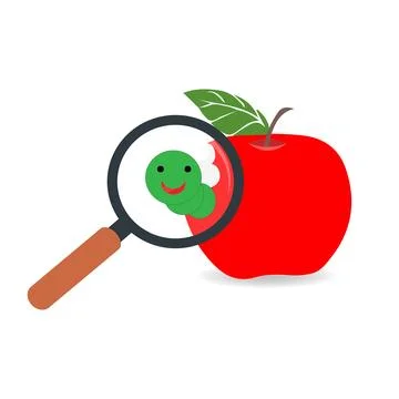 Magnifying glass with an apple Stock Illustration