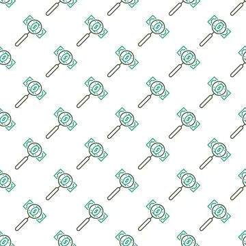 Magnifying Glass with Banknote vector Corruption line seamless pattern Illustrazione stock