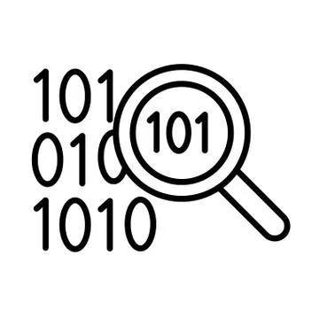Magnifying glass with binary code line style 스톡 일러스트