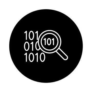 Magnifying glass with binary code line style 스톡 일러스트