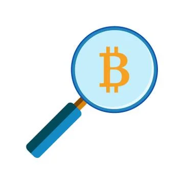 Magnifying glass with bitcoin Stock Illustration