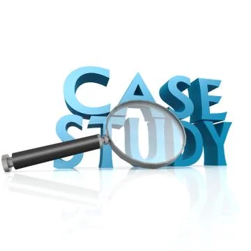 Magnifying glass with blue case study word 스톡 일러스트
