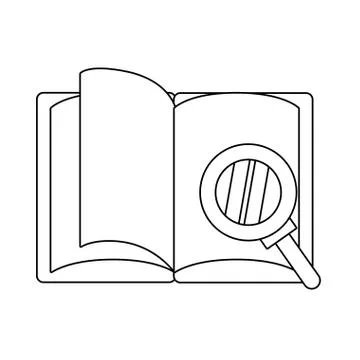 Magnifying glass with book Stock Illustration