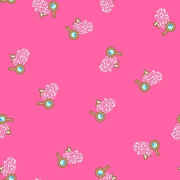 Magnifying glass brainstorm vector seamless pattern Illustrazione stock