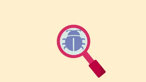 Magnifying Glass With Bug Cyber Security 2d Animation with Alpha Matte Stock Footage 336293909