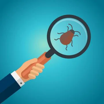 Magnifying glass with a bug Stock Illustration