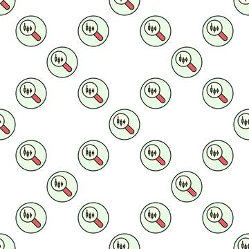 Magnifying Glass with Candlestick Chart Crypto Trading vector colored round.. Stock Illustration