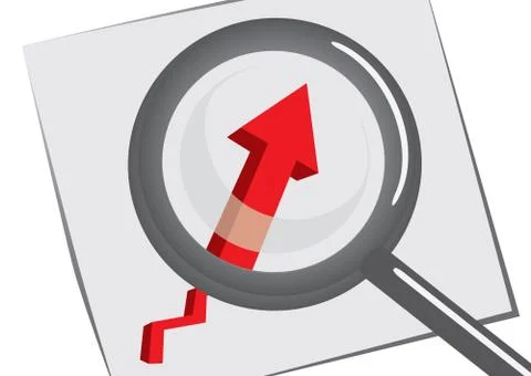 Magnifying glass with chart Stock Illustration