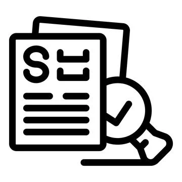 Magnifying glass with a check mark is analyzing a website seo performance Illustrazione stock