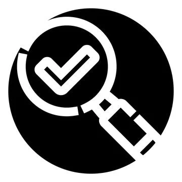 Magnifying glass checking complete information approval process Stock Illustration