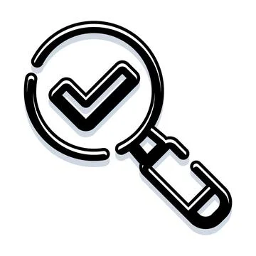 Magnifying glass checking complete validation process Stock Illustration