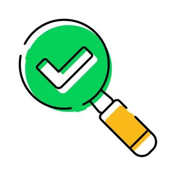 Magnifying glass checking complete verification process icon Stock Illustration