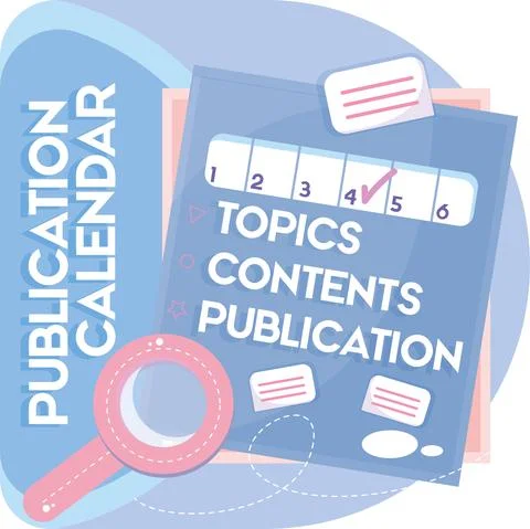 Magnifying glass checking content publication Social media concept Vector Stock Illustration