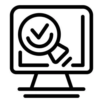 Magnifying glass checking data analysis results on computer screen Stock Illustration