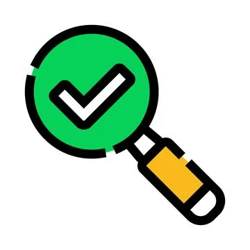 Magnifying glass checking data for approval and verification Stock Illustration