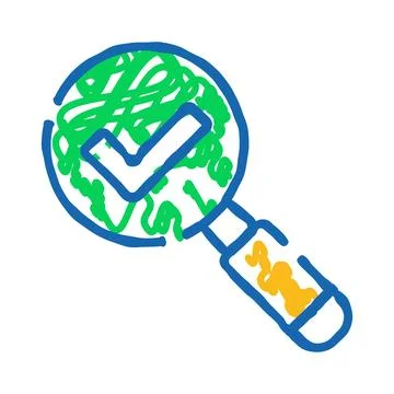 Magnifying glass checking data for verification and approval Stock Illustration