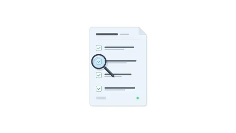 Magnifying Glass Checking Document Checklist Animation Loop Stock Footage 347087499