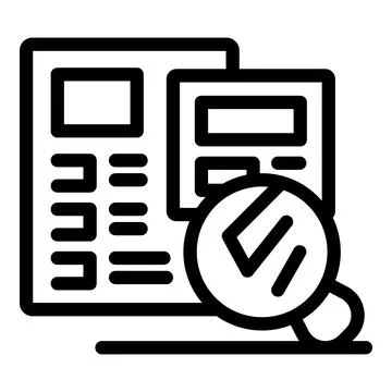 Magnifying glass checking planning documents icon Illustrazione stock