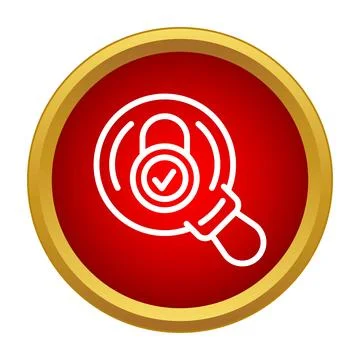 Magnifying glass checking secure padlock data protection Stock Illustration