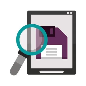 Magnifying glass checking system cartoon Stockillustratie