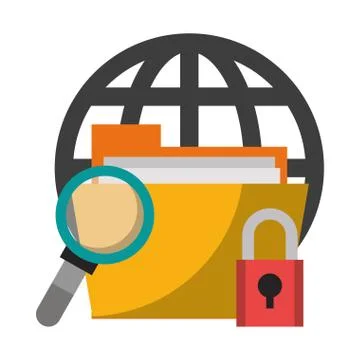 Magnifying glass checking system cartoon Stock Illustration